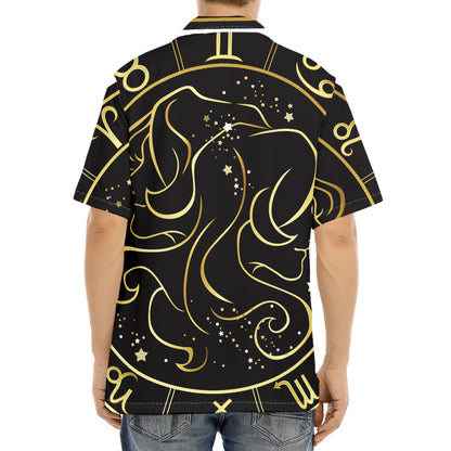Gold And Black Gemini Sign Print Aloha Shirt