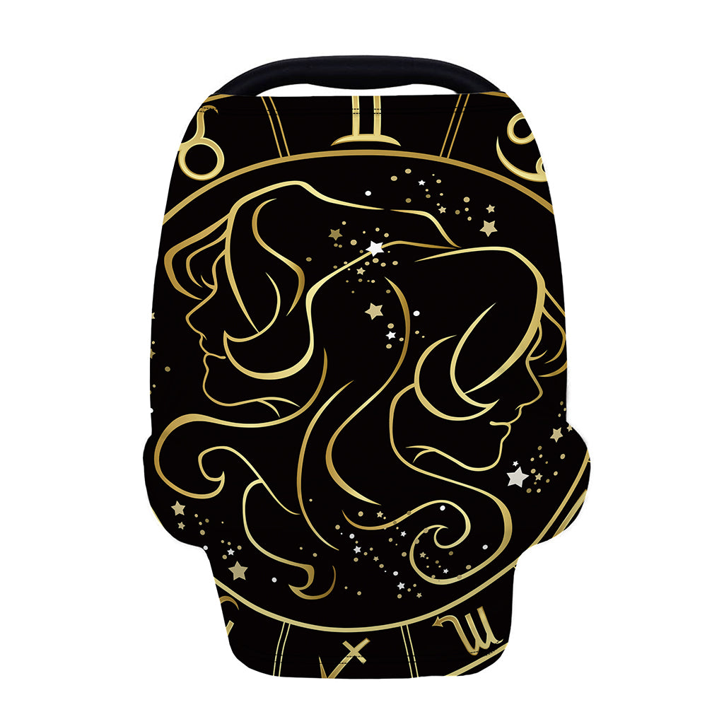 Gold And Black Gemini Sign Print Baby Seat Cover