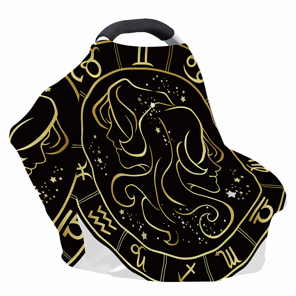 Gold And Black Gemini Sign Print Baby Seat Cover