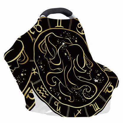 Gold And Black Gemini Sign Print Baby Seat Cover