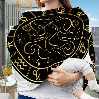 Gold And Black Gemini Sign Print Baby Seat Cover