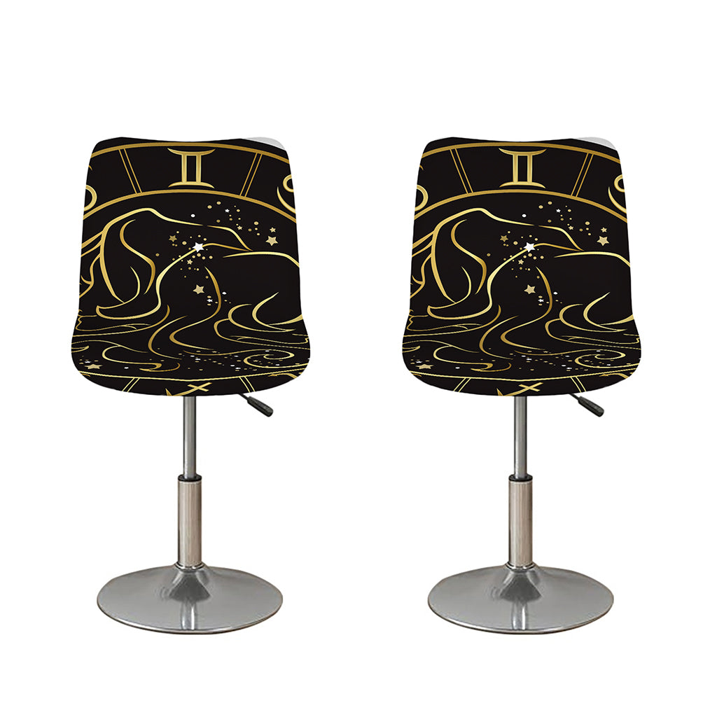 Gold And Black Gemini Sign Print Bar Stool Covers