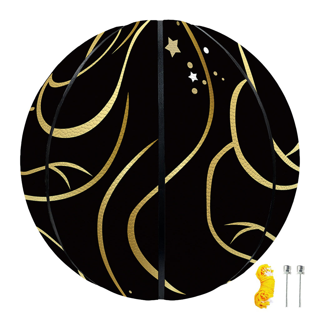 Gold And Black Gemini Sign Print Basketball