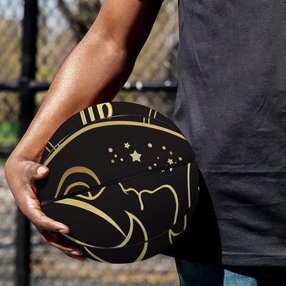 Gold And Black Gemini Sign Print Basketball