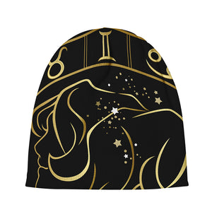 Gold And Black Gemini Sign Print Beanie