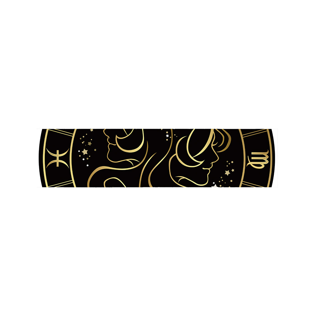 Gold And Black Gemini Sign Print Bed Runner