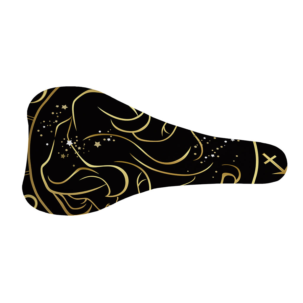 Gold And Black Gemini Sign Print Bicycle Seat Cover