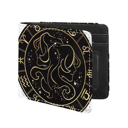 Gold And Black Gemini Sign Print Bifold Wallet
