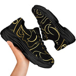 Gold And Black Gemini Sign Print Black Chunky Shoes