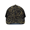 Gold And Black Gemini Sign Print Black Mesh Trucker Hat