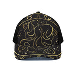 Gold And Black Gemini Sign Print Black Mesh Trucker Cap