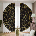 Gold And Black Gemini Sign Print Dimout Pencil Pleat Curtains