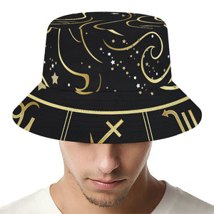 Gold And Black Gemini Sign Print Bucket Hat