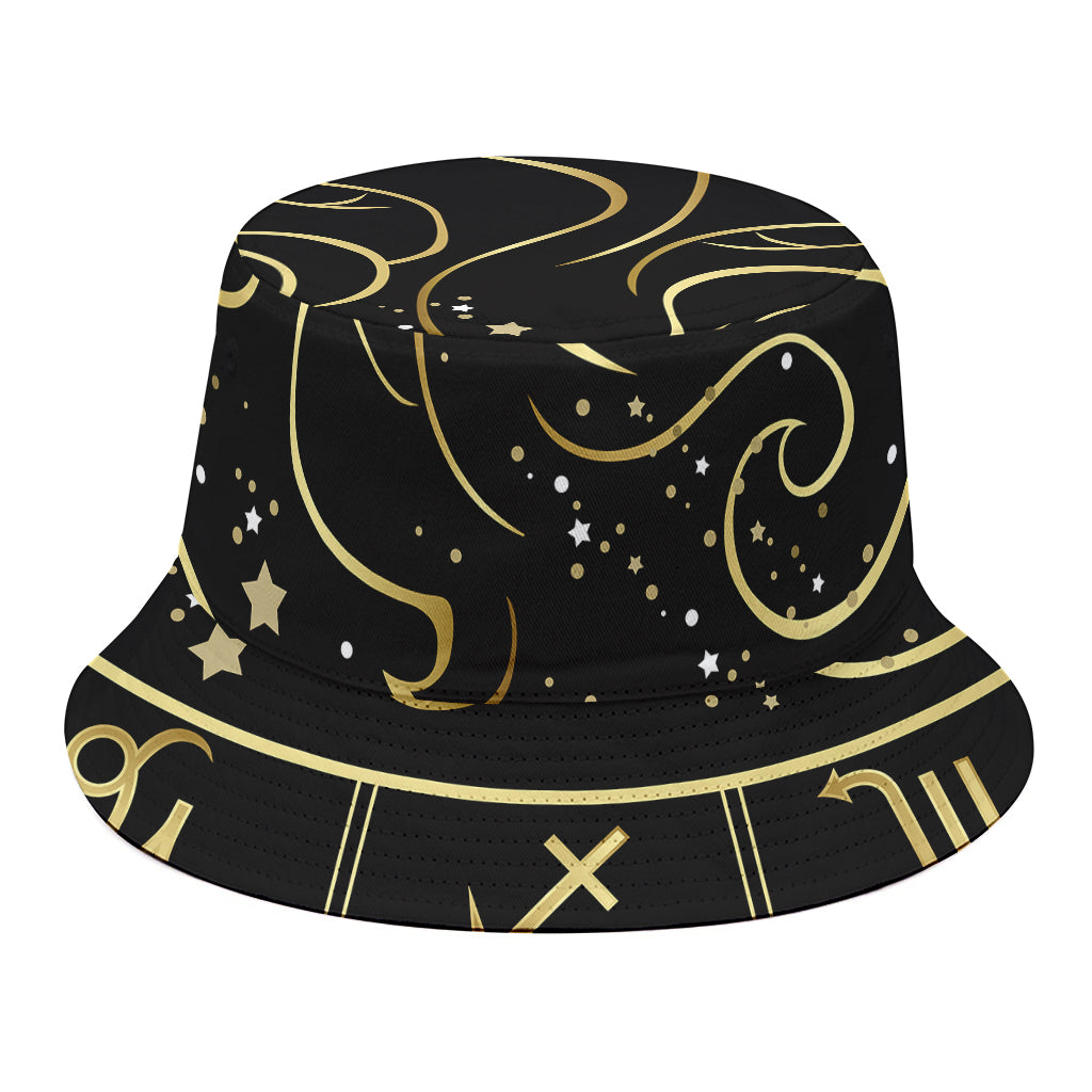 Gold And Black Gemini Sign Print Bucket Hat