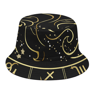 Gold And Black Gemini Sign Print Bucket Hat