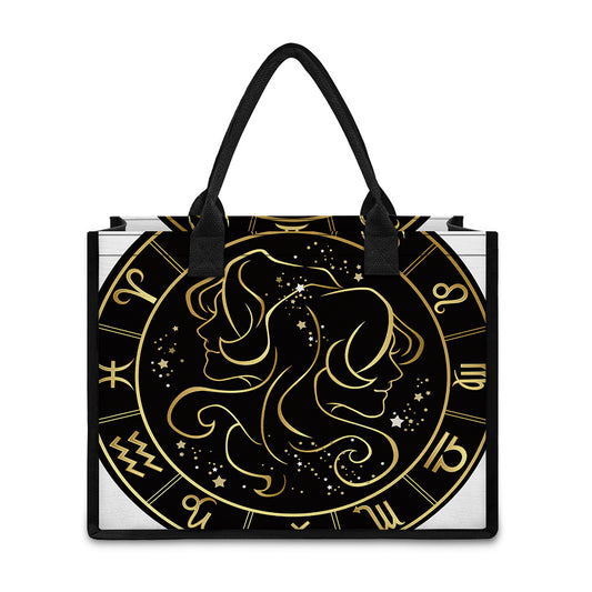 Gold And Black Gemini Sign Print Canvas Tote Bag