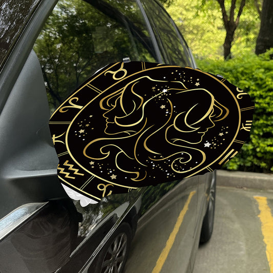 Gold And Black Gemini Sign Print Car Side Mirror Covers