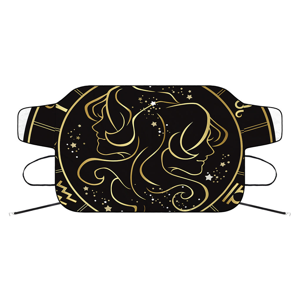 Gold And Black Gemini Sign Print Car Windshield Snow Cover