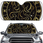 Gold And Black Gemini Sign Print Car Windshield Sun Shade