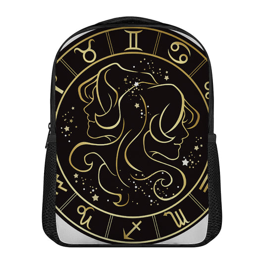 Gold And Black Gemini Sign Print Casual Backpack
