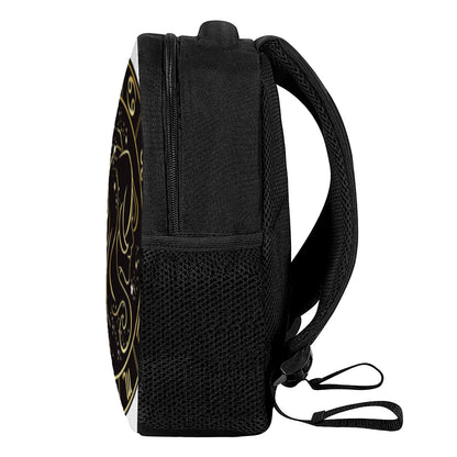 Gold And Black Gemini Sign Print Casual Backpack