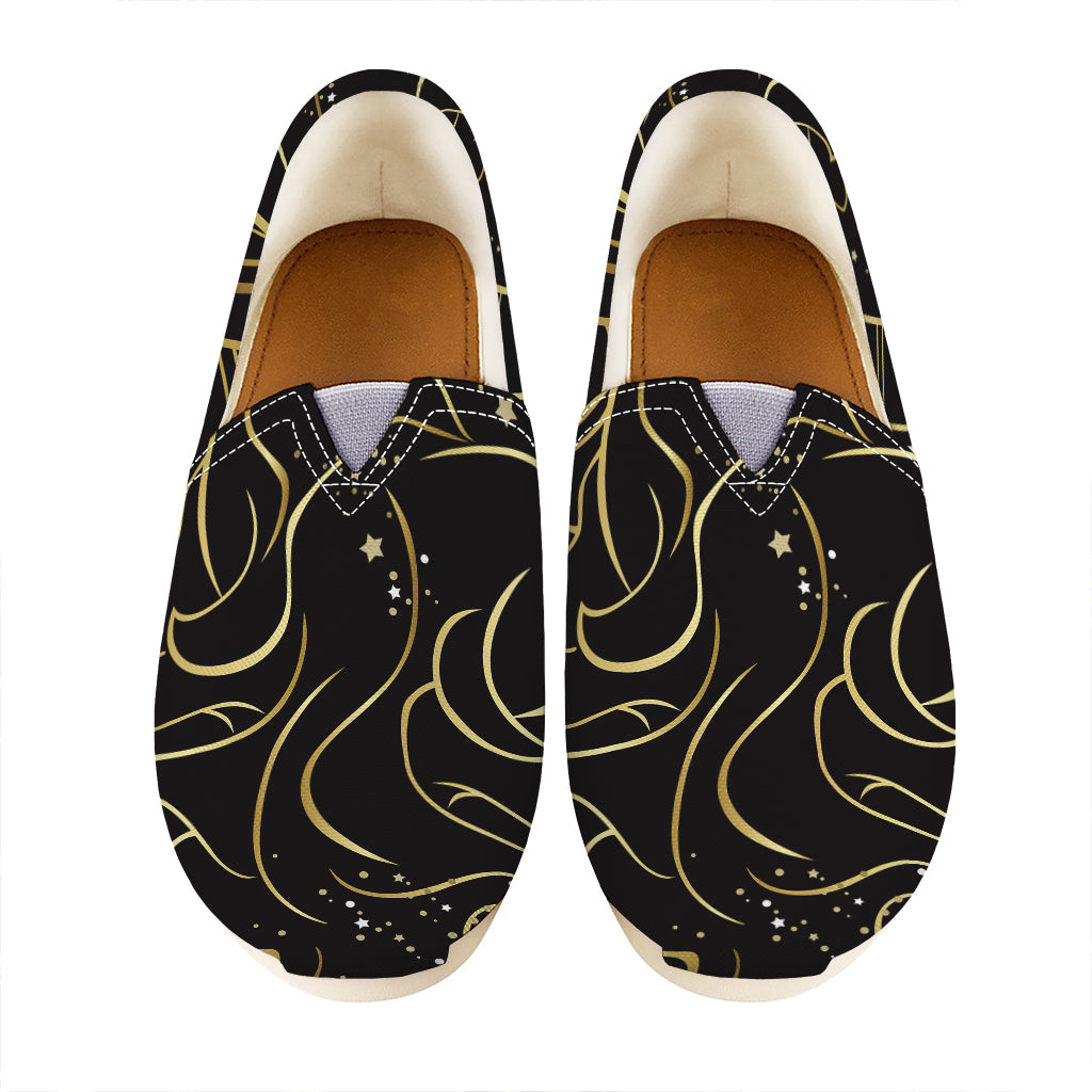 Gold And Black Gemini Sign Print Casual Shoes