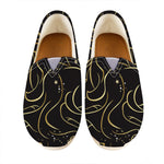 Gold And Black Gemini Sign Print Casual Shoes