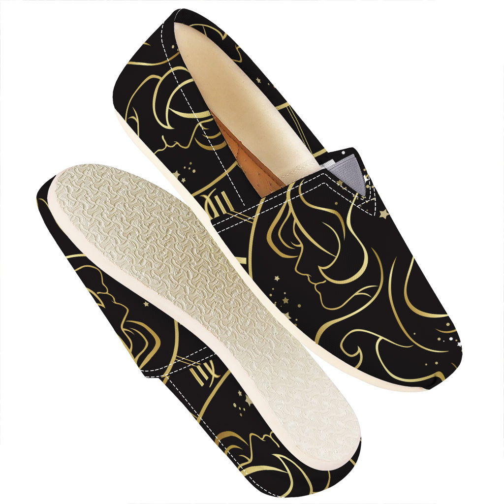 Gold And Black Gemini Sign Print Casual Shoes