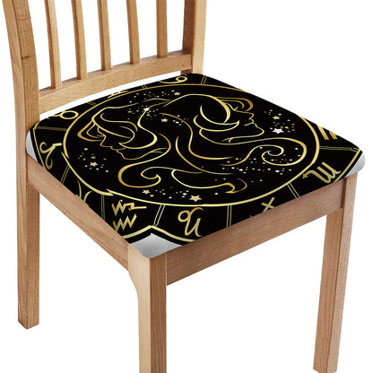Gold And Black Gemini Sign Print Chair Cushion Cover