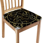 Gold And Black Gemini Sign Print Chair Cushion Cover
