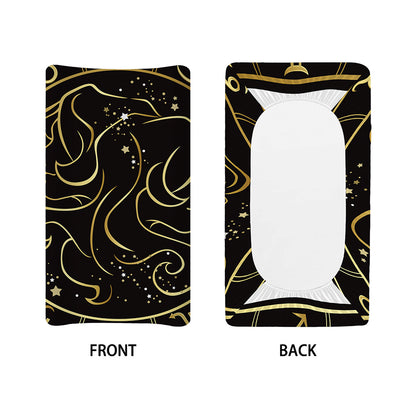 Gold And Black Gemini Sign Print Changing Pad Cover