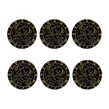Gold And Black Gemini Sign Print Coaster Set