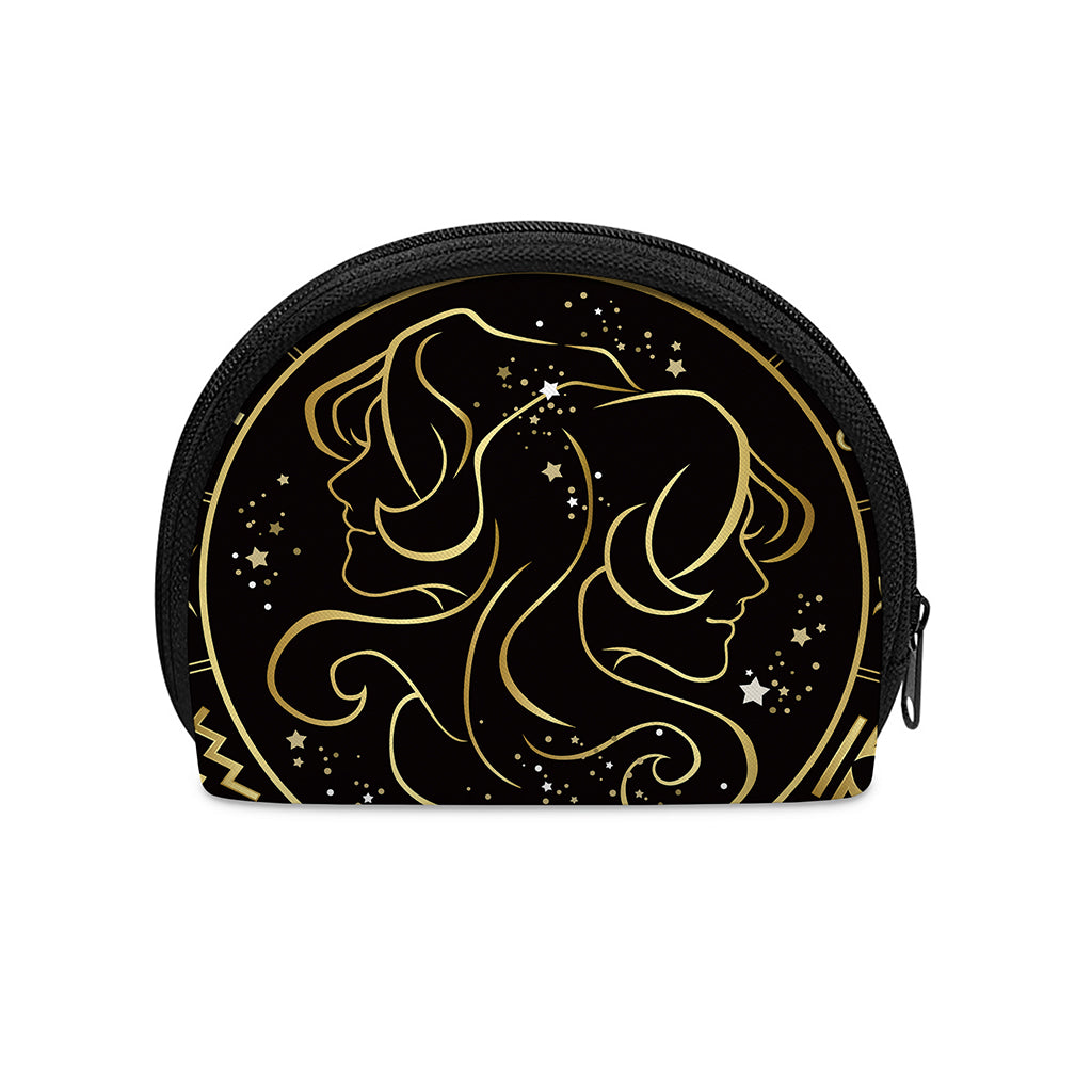 Gold And Black Gemini Sign Print Coin Purse
