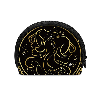 Gold And Black Gemini Sign Print Coin Purse
