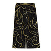 Gold And Black Gemini Sign Print Cotton Front Slit Maxi Skirt