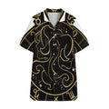 Gold And Black Gemini Sign Print Cotton Hawaiian Shirt