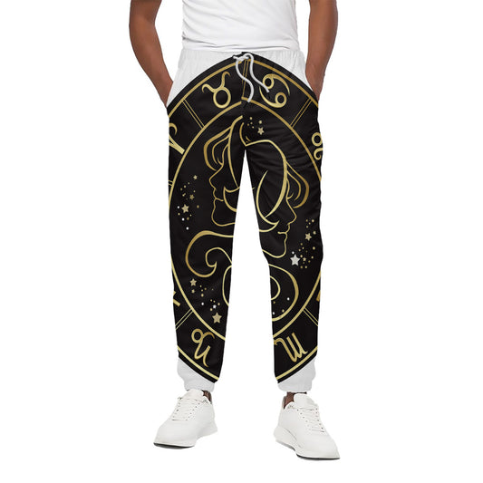 Gold And Black Gemini Sign Print Cotton Pants