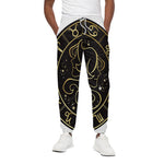 Gold And Black Gemini Sign Print Cotton Pants