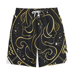 Gold And Black Gemini Sign Print Cotton Shorts