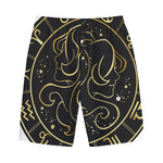 Gold And Black Gemini Sign Print Cotton Shorts