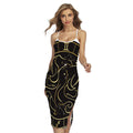 Gold And Black Gemini Sign Print Cross Back Cami Dress