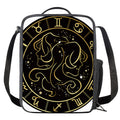 Gold And Black Gemini Sign Print Crossbody Lunch Bag