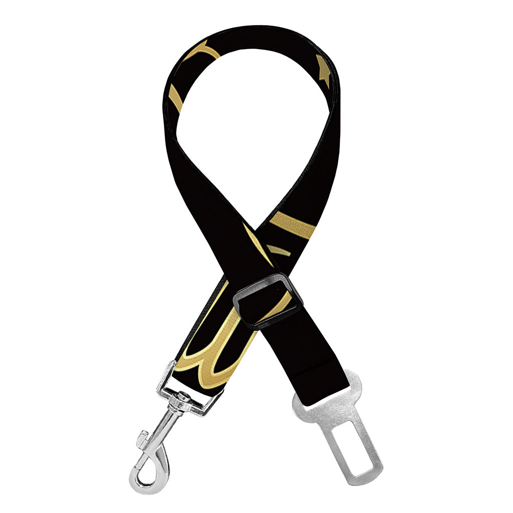 Gold And Black Gemini Sign Print Dog Seat Belt
