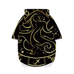 Gold And Black Gemini Sign Print Dog Zip Up Hoodie