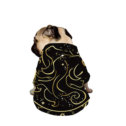 Gold And Black Gemini Sign Print Dog Zip Up Jacket