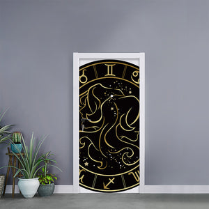 Gold And Black Gemini Sign Print Door Sticker