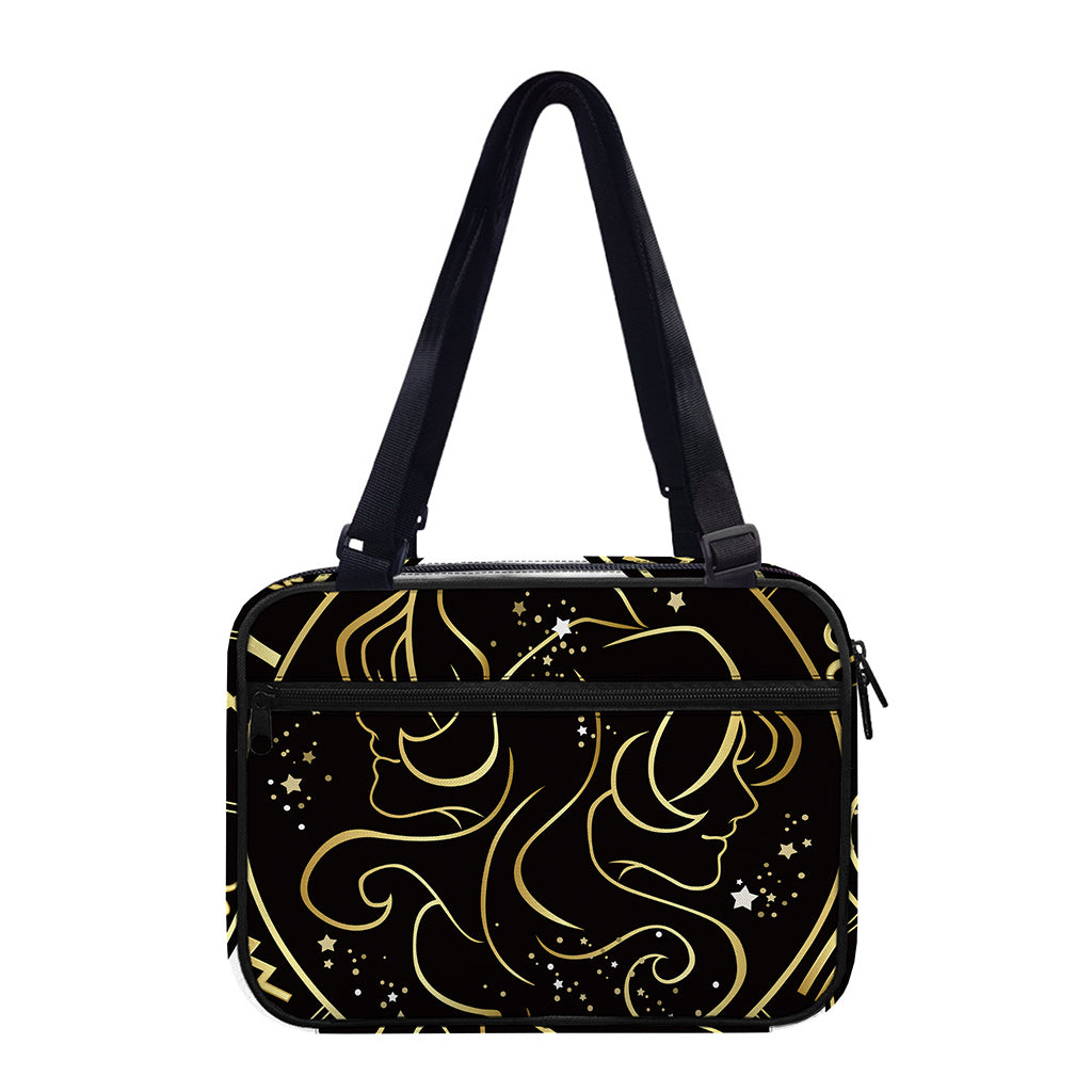 Gold And Black Gemini Sign Print Double Strap Bible Bag