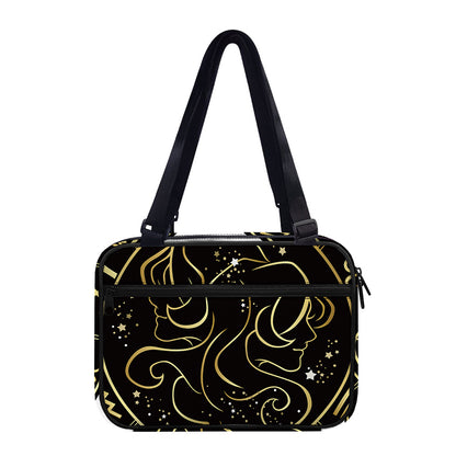 Gold And Black Gemini Sign Print Double Strap Bible Bag