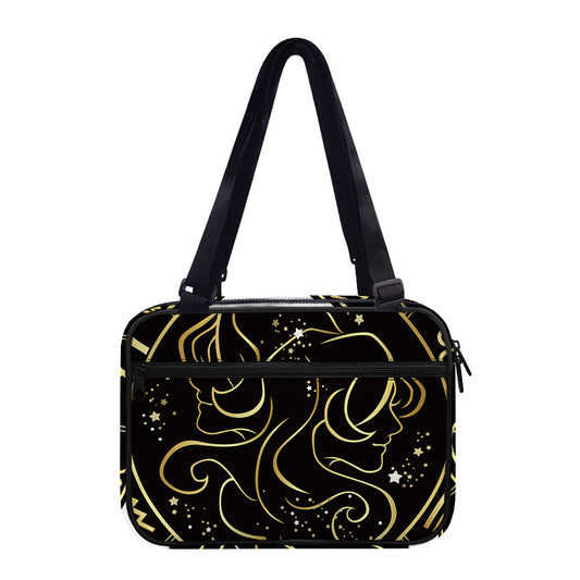 Gold And Black Gemini Sign Print Double Strap Bible Bag