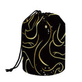 Gold And Black Gemini Sign Print Drawstring Makeup Bag